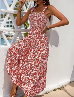 Sale Women's Midi Dress Casual Dress Slip Dress Stylish Casual Vacation Daily Regular Fit Floral Sleeveless Strap Black Navy Blue Blue Orange Summer Women Spring Dresses