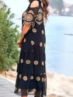 Hot Women's Midi Dress Casual Dress Cocktail Dress Wedding Guest Dress Chiffon Dress Elegant Stylish Casual Vacation Casual Daily Loose Fit Graphic Short Sleeve Crew Neck Summer Spring Women Cocktail Dress