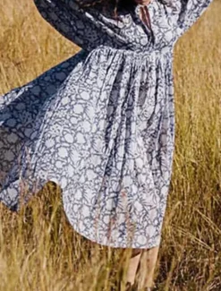 Sale Women's Midi Dress Casual Dress Stylish Casual Vacation Daily Regular Fit Floral 3/4 Length Sleeve Crew Neck Blue Spring Fall Women Spring Dresses|Floral Dresses