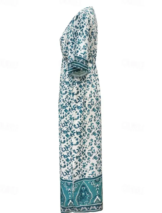 New Women's Midi Dress Casual Dress A Line Dress Summer Dress Boho Dress Hawaiian Stylish Vacation Daily Date Regular Fit Floral Short Sleeve V Neck Summer Women Spring Dresses