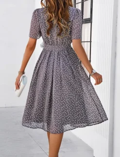 Discount Women's Midi Dress Casual Dress Summer Dress Streetwear Vacation Street Holiday Regular Fit Polka Dot Short Sleeve Crew Neck Black Red Blue Green Summer Women Cocktail Dress