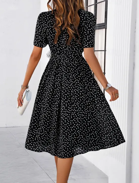 Discount Women's Midi Dress Casual Dress Summer Dress Streetwear Vacation Street Holiday Regular Fit Polka Dot Short Sleeve Crew Neck Black Red Blue Green Summer Women Cocktail Dress