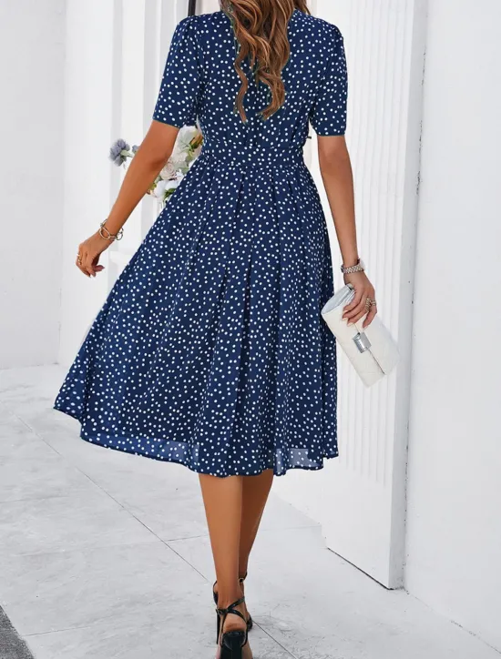 Discount Women's Midi Dress Casual Dress Summer Dress Streetwear Vacation Street Holiday Regular Fit Polka Dot Short Sleeve Crew Neck Black Red Blue Green Summer Women Cocktail Dress