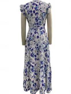 Outlet Women's Midi Dress Casual Dress Elegant Bohemia Stylish Vacation Daily Regular Fit Floral Sleeveless V Neck Summer Women Floral Dresses|Spring Dresses