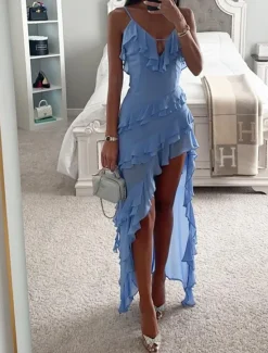 Discount Women's Midi Dress Casual Dress Cocktail Dress Wedding Guest Dress Chiffon Dress Fashion Outdoor Holiday Date Regular Fit Plain Sleeveless Spaghetti Strap Summer Spring Women Cocktail Dress