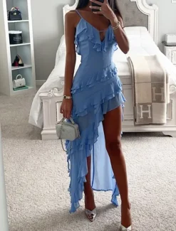 Discount Women's Midi Dress Casual Dress Cocktail Dress Wedding Guest Dress Chiffon Dress Fashion Outdoor Holiday Date Regular Fit Plain Sleeveless Spaghetti Strap Summer Spring Women Cocktail Dress