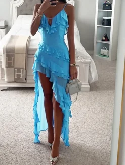 Discount Women's Midi Dress Casual Dress Cocktail Dress Wedding Guest Dress Chiffon Dress Fashion Outdoor Holiday Date Regular Fit Plain Sleeveless Spaghetti Strap Summer Spring Women Cocktail Dress