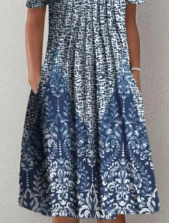 Clearance Women's Midi Dress Casual Dress Shift Dress Floral Print Ruched Print Crew Neck Basic Classic Daily Vacation Short Sleeve Summer Spring Women Spring Dresses|T Shirt Dresses