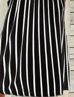 Clearance Women's Midi Dress Casual Dress Casual Outdoor Daily Holiday Loose Fit Striped Sleeveless Crew Neck Black White Summer Spring Women Casual Dress