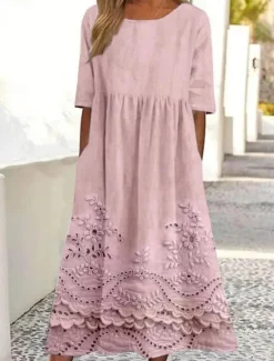 Clearance Women's Midi Dress Casual Dress Skater Dress Summer Dress Fashion Modern Daily Weekend Regular Fit Floral Half Sleeve V Neck White Pink Blue Summer Women White Dresses