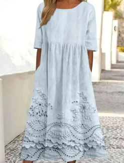 Clearance Women's Midi Dress Casual Dress Skater Dress Summer Dress Fashion Modern Daily Weekend Regular Fit Floral Half Sleeve V Neck White Pink Blue Summer Women White Dresses