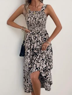 Hot Women's Midi Dress Casual Dress A Line Dress Slip Dress Stylish Casual Vacation Daily Regular Fit Graphic Sleeveless Strap Summer Women Vacation Dresses