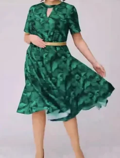Outlet Women's Midi Dress Casual Dress A Line Dress Stylish Casual Vacation Daily Regular Fit Floral Short Sleeve Crew Neck V Neck Summer Women Floral Dresses