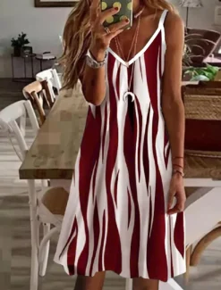 Clearance Women's Midi Dress Casual Dress Strap Dress Mini Dress Petite Dress Sundress Stylish Basic Sexy Vacation Daily Holiday Regular Fit Striped Sleeveless V Neck Black Wine Blue Green Summer Spring Women Sundresses