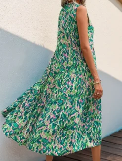 Outlet Women's Midi Dress Casual Dress Swing Dress A Line Dress Tank Dress Casual Daily Regular Fit Floral Sleeveless V Neck Blue Fuchsia Green Summer Spring Fall Women Floral Dresses