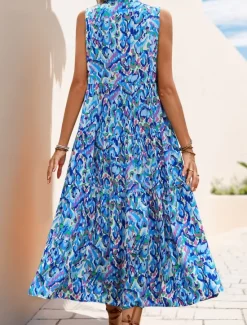 Outlet Women's Midi Dress Casual Dress Swing Dress A Line Dress Tank Dress Casual Daily Regular Fit Floral Sleeveless V Neck Blue Fuchsia Green Summer Spring Fall Women Floral Dresses