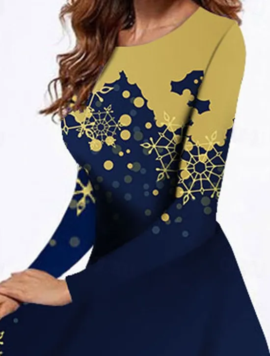 Sale Women's Midi Dress Casual Dress Winter Dress Swing Dress Fashion Modest Formal Outdoor Party Regular Fit Flower Long Sleeve Crew Neck Spring Fall Winter Autumn Women Cocktail Dress