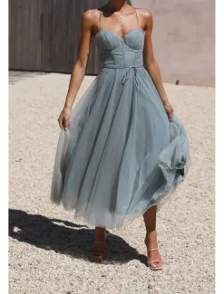 Hot Women's Midi Dress Cocktail Dress Wedding Guest Dress Chiffon Dress Slip Dress Classic Daily Holiday Weekend Regular Fit Plain Sleeveless Spaghetti Strap Black Pink Light Blue Summer Women Cocktail Dress