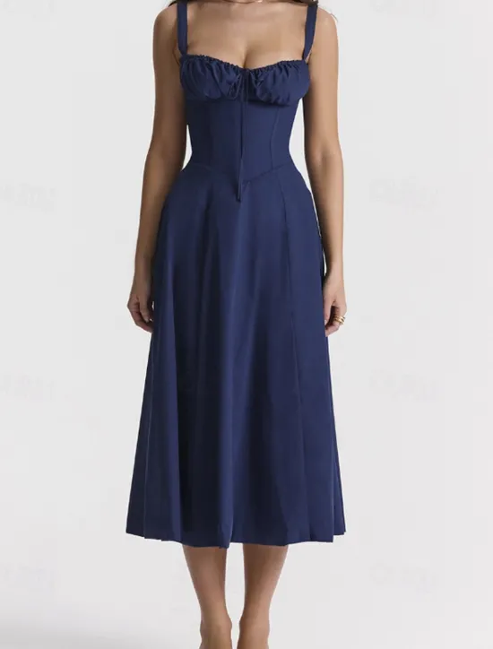 Outlet Women's Midi Dress Cocktail Dress Fashion Outdoor Party Tea Party Regular Fit Plain Sleeveless U Neck Red Blue Summer Women Cocktail Dress