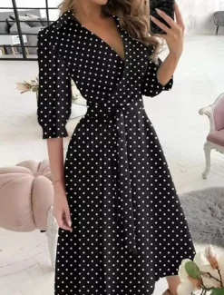 Women's Midi Dress Corset Dress Summer Dress Bodycon Dress Fit And Flare Dress Vacation Vacation Daily Regular Fit Floral Half Sleeve Shirt Collar Black And White Black White Green Summer Women Vacation Dresses
