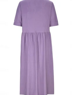 Hot Women's Midi Dress Cotton Linen Dresses Casual Dress Cotton Linen Dress Elegant Vintage Stylish Vacation Daily Loose Fit Plain Short Sleeve Crew Neck White Purple Green Gray Summer Spring Women Dresses