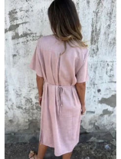 Online Women's Midi Dress Cotton Linen Dress Fashion Basic Daily Going out Beach Regular Fit Flower Short Sleeve V Neck White Yellow Pink Wine Summer Women White Dresses