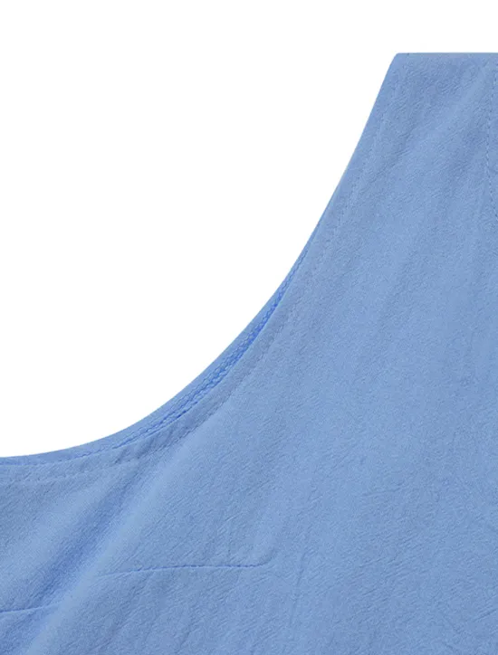 Clearance Women's Midi Dress Cotton Linen Dresses Casual Dress Cotton Linen Dress Shift Dress Basic Casual Vacation Daily Going out Regular Fit Pure Color Sleeveless Split Neck Yellow Pink Blue Green Summer Women Dresses