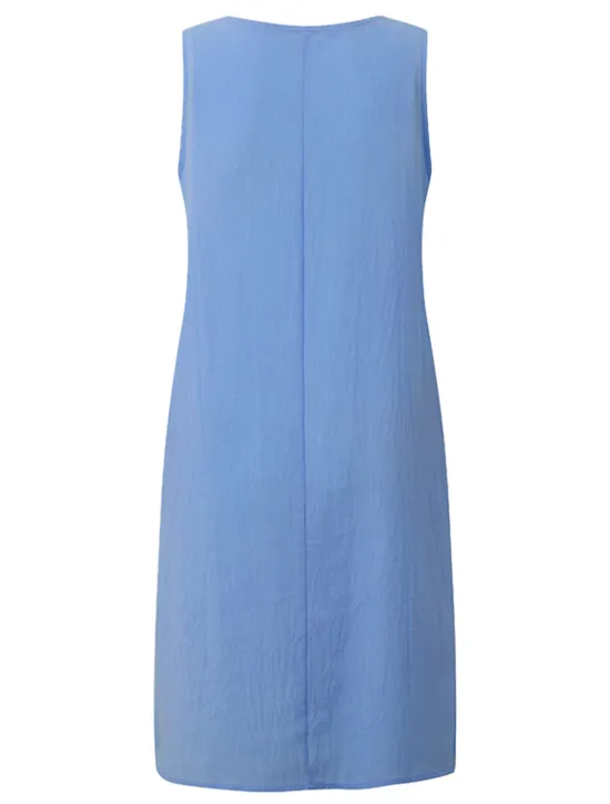 Clearance Women's Midi Dress Cotton Linen Dresses Casual Dress Cotton Linen Dress Shift Dress Basic Casual Vacation Daily Going out Regular Fit Pure Color Sleeveless Split Neck Yellow Pink Blue Green Summer Women Dresses