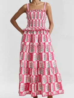 Best Women's Midi Dress Floral Dress Boho Dress Print Dress Fashion Modern Outdoor Vacation Holiday Regular Fit Flower Sleeveless Spaghetti Strap White Pink Blue Summer Women Floral Dresses
