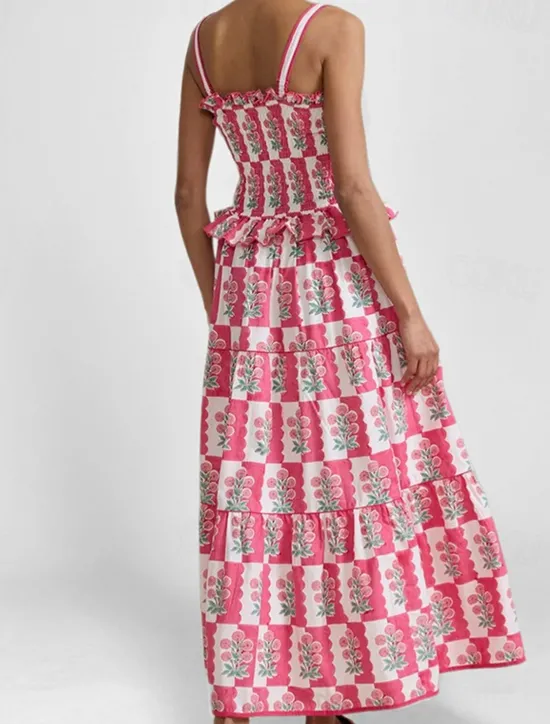 Best Women's Midi Dress Floral Dress Boho Dress Print Dress Fashion Modern Outdoor Vacation Holiday Regular Fit Flower Sleeveless Spaghetti Strap White Pink Blue Summer Women Floral Dresses
