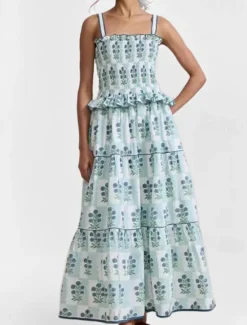Best Women's Midi Dress Floral Dress Boho Dress Print Dress Fashion Modern Outdoor Vacation Holiday Regular Fit Flower Sleeveless Spaghetti Strap White Pink Blue Summer Women Floral Dresses