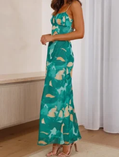Online Women's Midi Dress Floral Dress Slip Dress Boho Dress Print Dress Fashion Modern Outdoor Vacation Holiday Regular Fit Flower Sleeveless Spaghetti Strap Red Blue Green Summer Women Floral Dresses