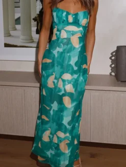 Online Women's Midi Dress Floral Dress Slip Dress Boho Dress Print Dress Fashion Modern Outdoor Vacation Holiday Regular Fit Flower Sleeveless Spaghetti Strap Red Blue Green Summer Women Floral Dresses
