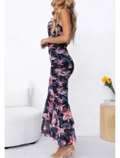 Hot Women's Midi Dress Floral Dress Print Dress Fashion Modern Outdoor Vacation Holiday Regular Fit Flower Sleeveless U Neck Black White Red Blue Summer Women Floral Dresses