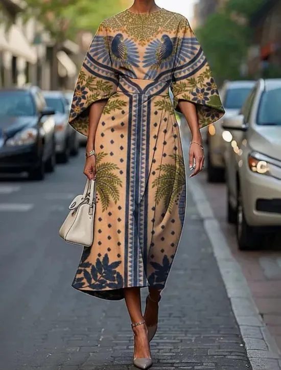 Hot Women's Midi Dress Floral Dress Print Dress Elegant Fashion Outdoor Vacation Daily Regular Fit Flower Half Sleeve Crew Neck Black Pink Blue Purple Summer Women Floral Dresses