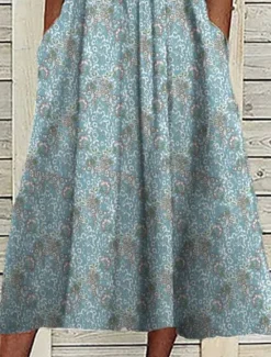 Online Women's Midi Dress Floral Graphic Ruched Button V Neck Daily Vacation Short Sleeve Summer Spring Women Spring Dresses|Casual Dress