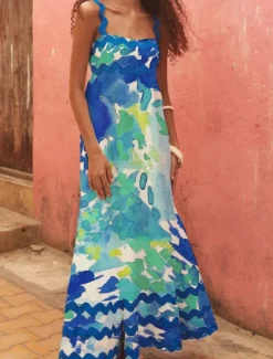 Hot Women's Midi Dress Floral Dress Slip Dress Print Dress Classic Modern Outdoor Vacation Holiday Regular Fit Flower Sleeveless Spaghetti Strap White Navy Blue Royal Blue Blue Summer Women Floral Dresses