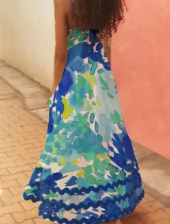 Hot Women's Midi Dress Floral Dress Slip Dress Print Dress Classic Modern Outdoor Vacation Holiday Regular Fit Flower Sleeveless Spaghetti Strap White Navy Blue Royal Blue Blue Summer Women Floral Dresses