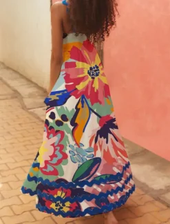 Hot Women's Midi Dress Floral Dress Slip Dress Print Dress Classic Modern Outdoor Vacation Holiday Regular Fit Flower Sleeveless Spaghetti Strap White Navy Blue Royal Blue Blue Summer Women Floral Dresses