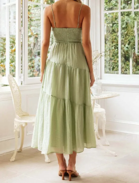 Hot Women's Midi Dress Graduation Dress Slip Dress Fashion Modern Birthday Date Going out Regular Fit Plain Sleeveless Spaghetti Strap Orange Green Summer Women Vacation Dresses