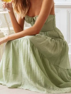 Hot Women's Midi Dress Graduation Dress Slip Dress Fashion Modern Birthday Date Going out Regular Fit Plain Sleeveless Spaghetti Strap Orange Green Summer Women Vacation Dresses