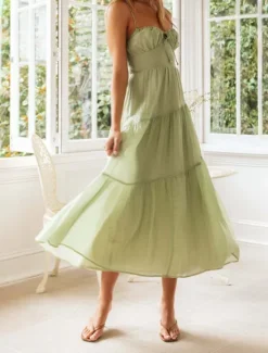 Hot Women's Midi Dress Graduation Dress Slip Dress Fashion Modern Birthday Date Going out Regular Fit Plain Sleeveless Spaghetti Strap Orange Green Summer Women Vacation Dresses