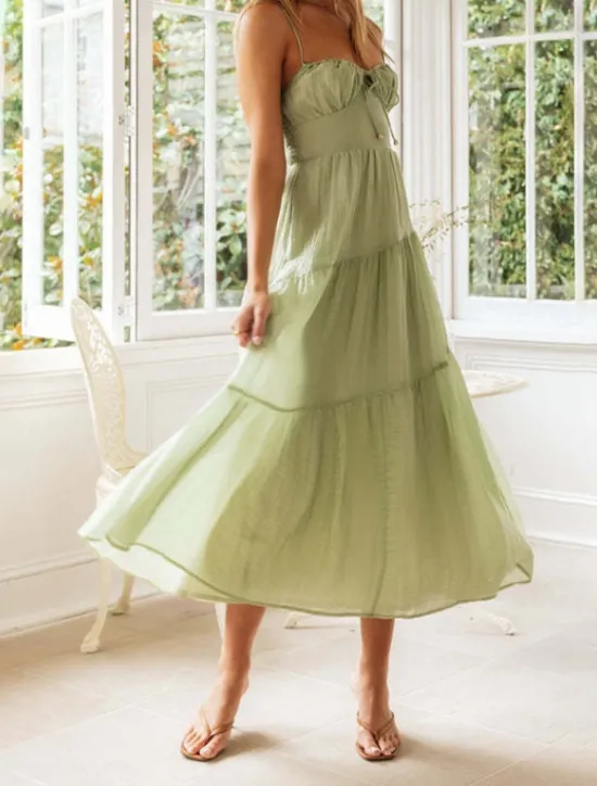 Hot Women's Midi Dress Graduation Dress Slip Dress Fashion Modern Birthday Date Going out Regular Fit Plain Sleeveless Spaghetti Strap Orange Green Summer Women Vacation Dresses