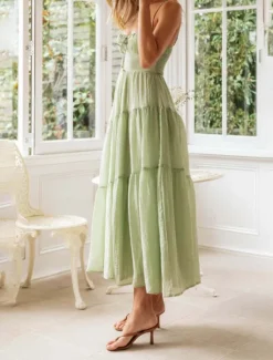 Hot Women's Midi Dress Graduation Dress Slip Dress Fashion Modern Birthday Date Going out Regular Fit Plain Sleeveless Spaghetti Strap Orange Green Summer Women Vacation Dresses