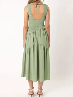 New Women's Midi Dress Graduation Dress Casual Dress A Line Dress Summer Dress Stylish Casual Vacation Daily Date Regular Fit Plain Sleeveless Scoop Neck Black White Light Green Pink Summer Women White Dresses