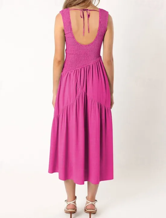 New Women's Midi Dress Graduation Dress Casual Dress A Line Dress Summer Dress Stylish Casual Vacation Daily Date Regular Fit Plain Sleeveless Scoop Neck Black White Light Green Pink Summer Women White Dresses