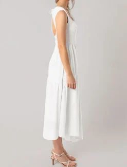 New Women's Midi Dress Graduation Dress Casual Dress A Line Dress Summer Dress Stylish Casual Vacation Daily Date Regular Fit Plain Sleeveless Scoop Neck Black White Light Green Pink Summer Women White Dresses