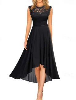 Clearance Women's Midi Dress Party Dress Cocktail Dress Wedding Guest Dress Chiffon Dress Fashion Modern Party Special Occasion Tea Party Regular Fit Plain Sleeveless Crew Neck Black Pink Summer Women Cocktail Dress