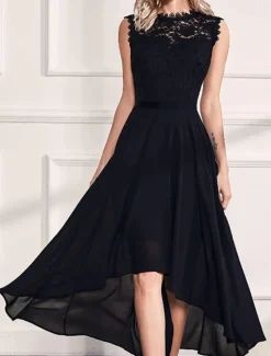Clearance Women's Midi Dress Party Dress Cocktail Dress Wedding Guest Dress Chiffon Dress Fashion Modern Party Special Occasion Tea Party Regular Fit Plain Sleeveless Crew Neck Black Pink Summer Women Cocktail Dress
