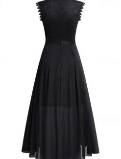Clearance Women's Midi Dress Party Dress Cocktail Dress Wedding Guest Dress Chiffon Dress Fashion Modern Party Special Occasion Tea Party Regular Fit Plain Sleeveless Crew Neck Black Pink Summer Women Cocktail Dress